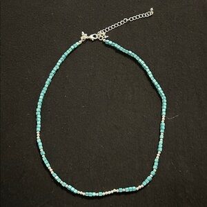Turquoise and Silver Beaded Necklace